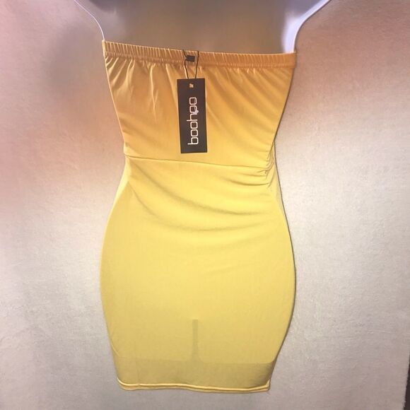 Boohoo Thigh Split Bandeau Bodycon Dress S - Picture 3 of 4